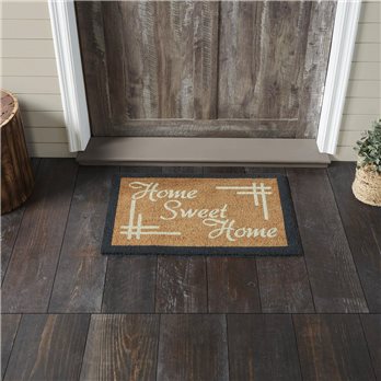 Home Sweet Home Charcoal Creme Coir Rug Rect 20x30