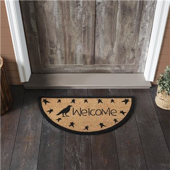 Raven Stars Coir Welcome Rug Half Circle 16.5x33