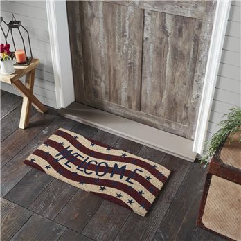 RWB Flag Stripes Coir Welcome Rug Rect 17x36