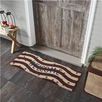 RWB Flag Stripes Coir Welcome Rug Rect 17x48