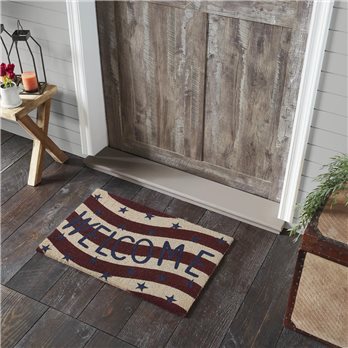 RWB Flag Stripes Coir Welcome Rug Rect 20x30