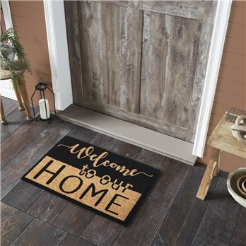 Welcome To Our Home Black Tan Coir Rug Rect 20x30