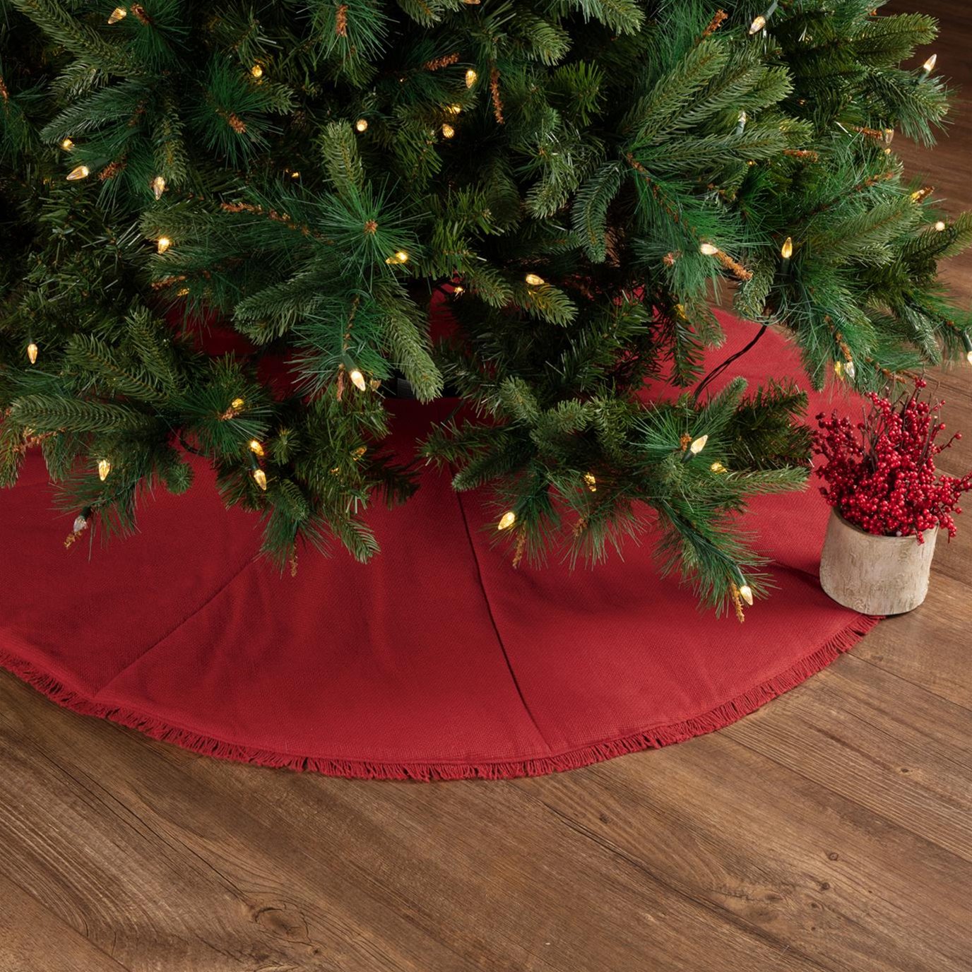 Burlap And Red Tree Skirt 