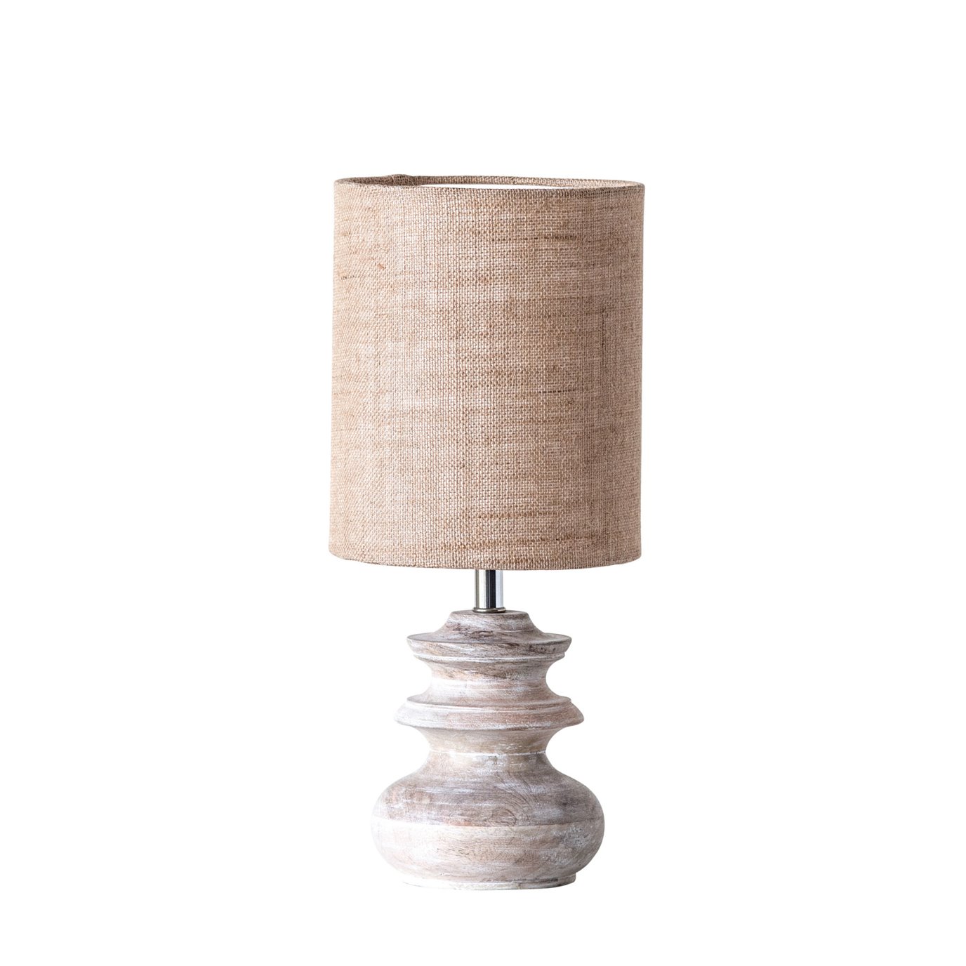 Small Bleached Mango Wood Table Lamp with Jute Shade by Creative CoOp