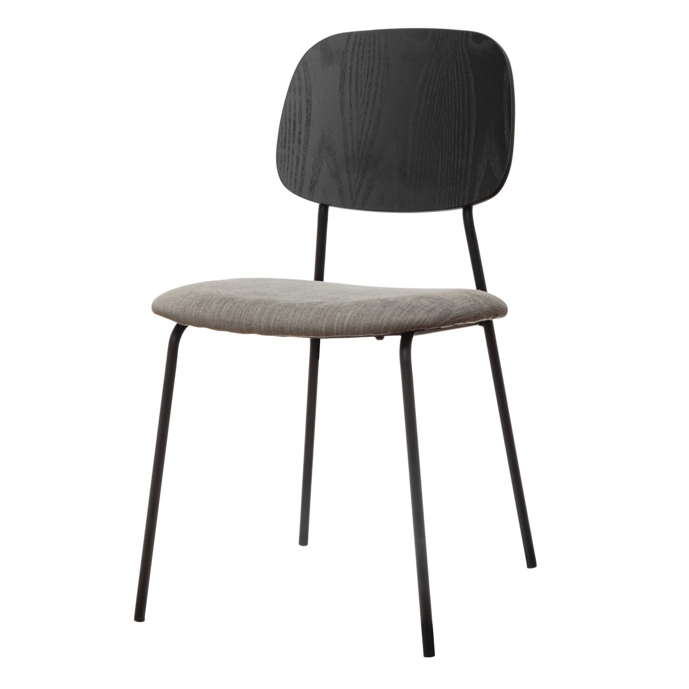 Fabric Upholstered Dining Chair w/ Black Metal Legs, Grey by Creative Co-op