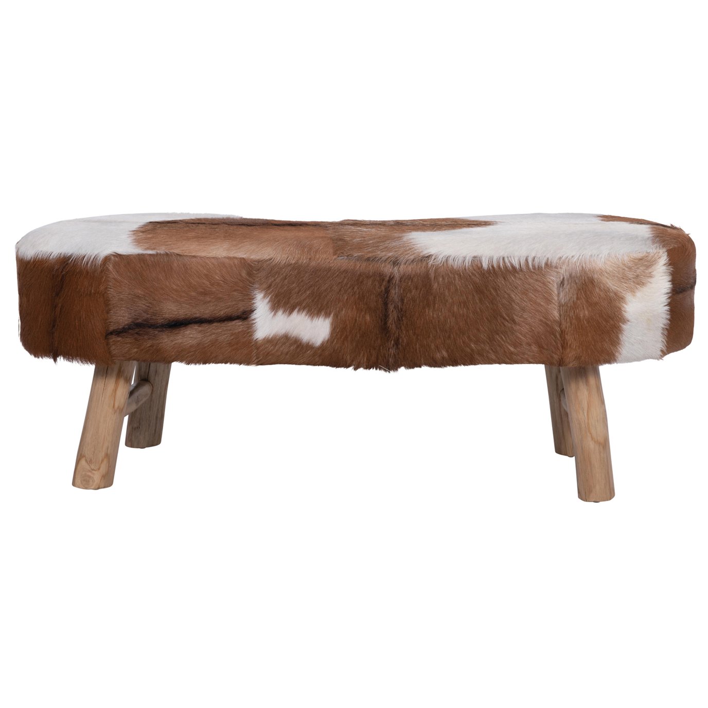 cowhide upholstered bench