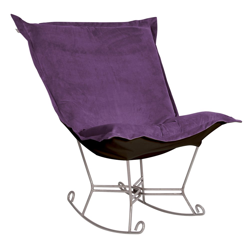 Howard Elliott Scroll Puff Rocker Velvet Bella Eggplant ...