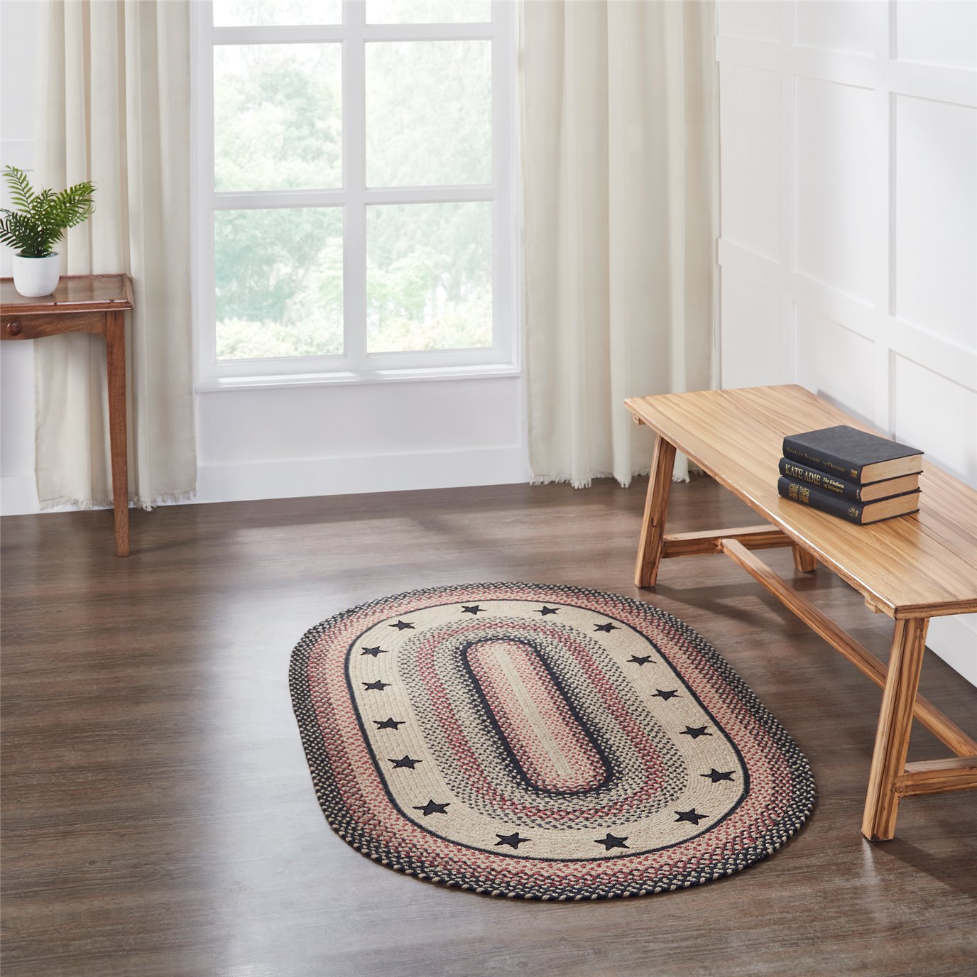 Colonial Star Jute Rug Oval w/ Pad 36x60 by Mayflower Market - VHC