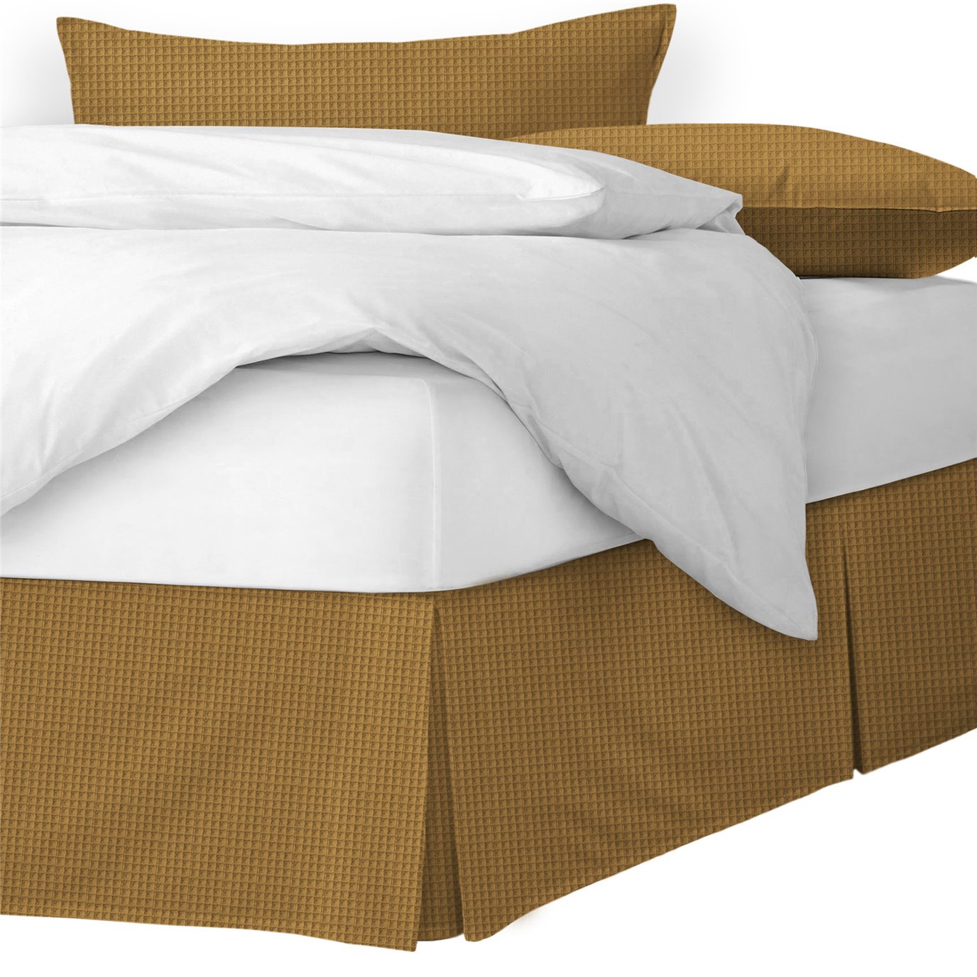 Classic Waffle Mustard Platform Bed Skirt - Size Queen 15