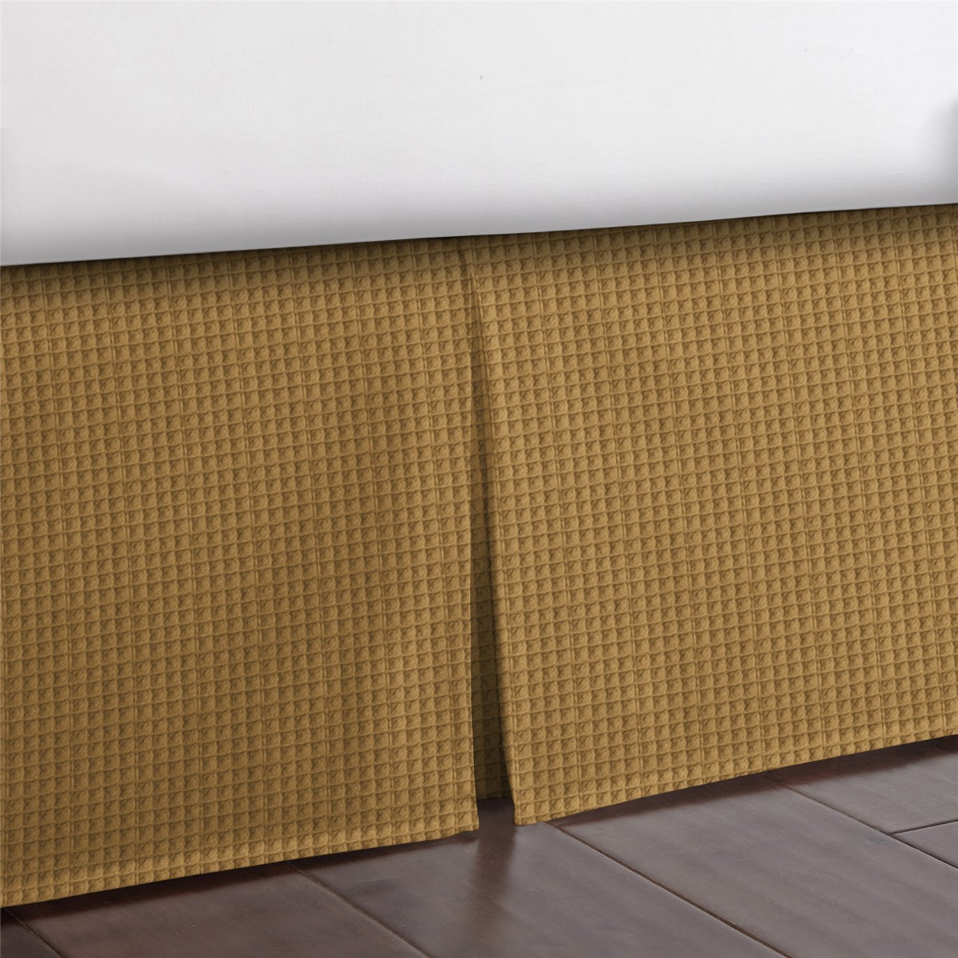 Classic Waffle Mustard Platform Bed Skirt - Size Queen 18