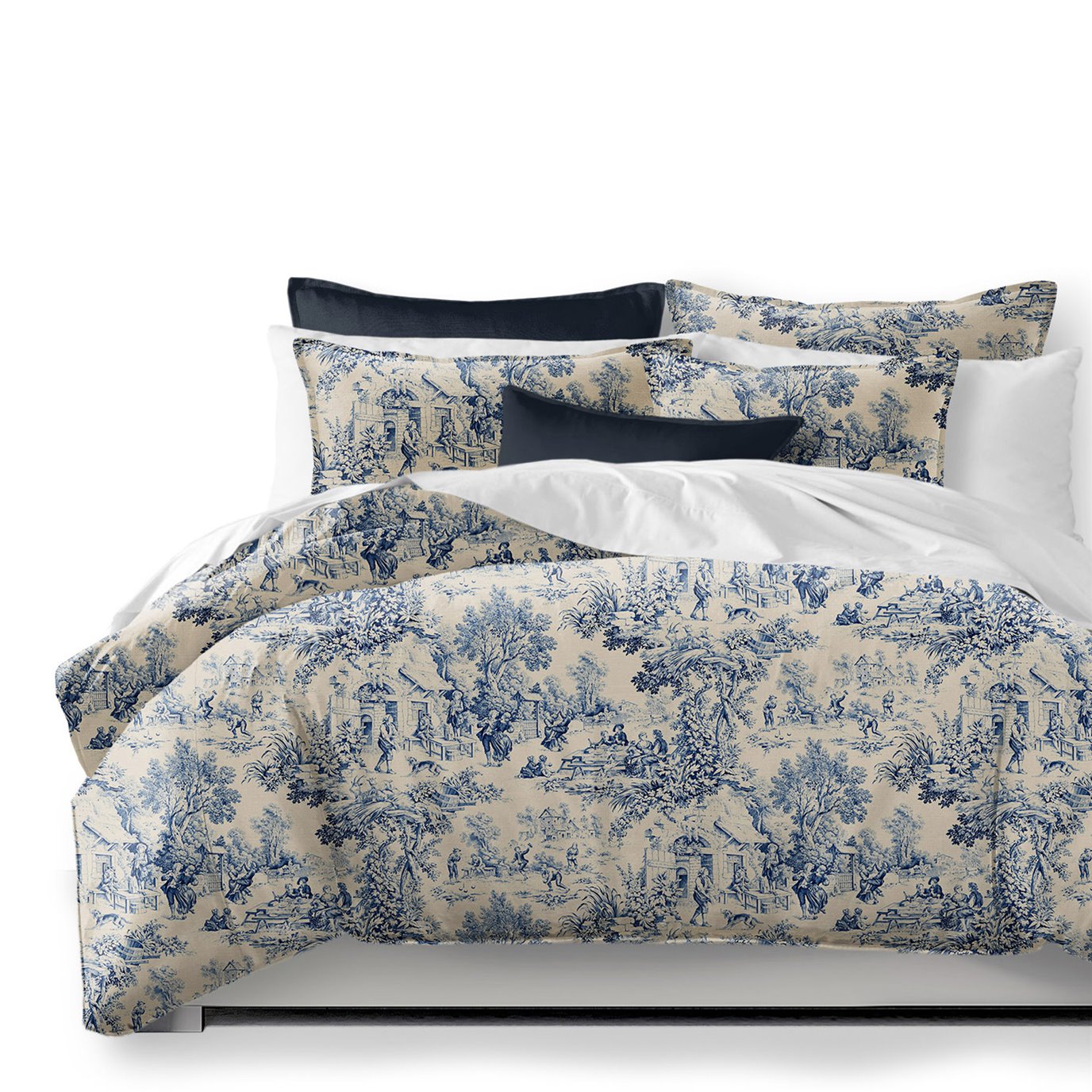 Maison Toile Blue Comforter and Pillow Sham(s) Set - Size Queen by 6ix 