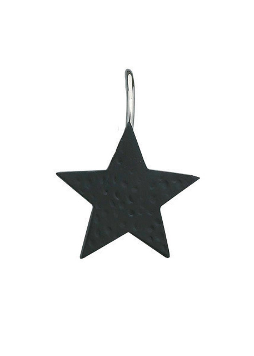 Star Shower Curtain Hook Black Set of 12