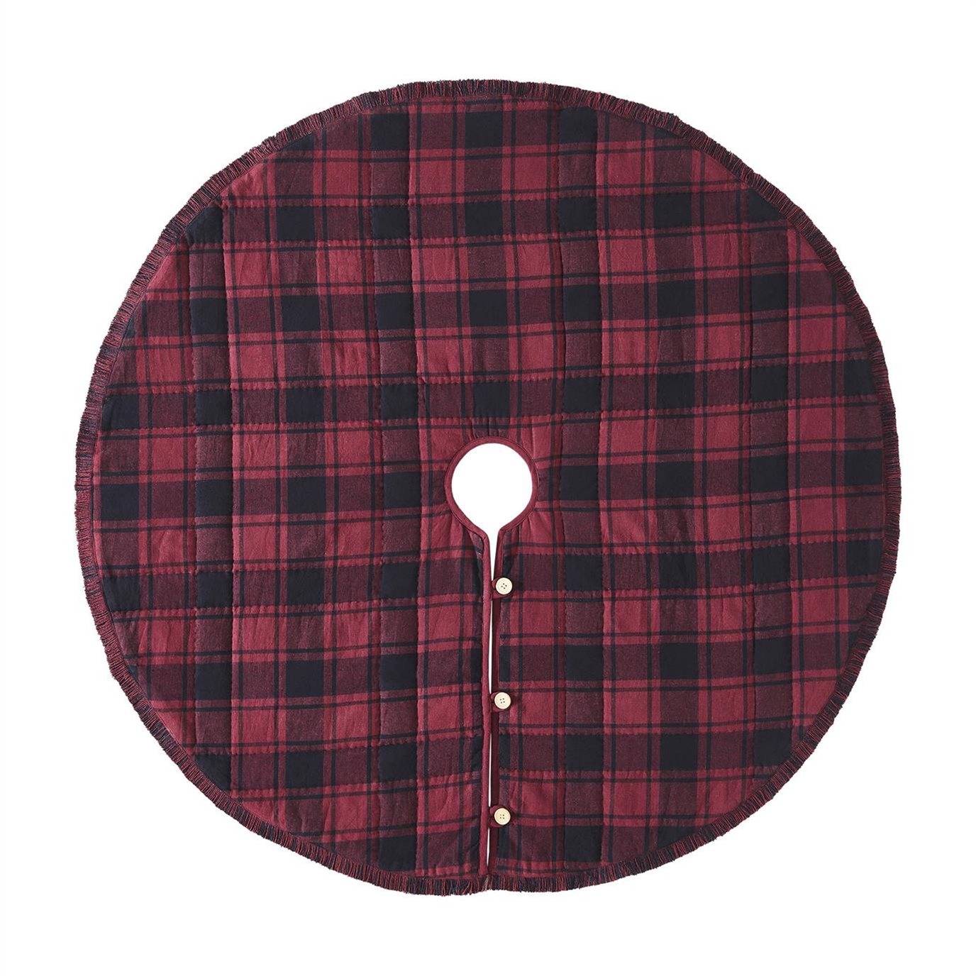 Cumberland Red Black Plaid Tree Skirt 48 by Seasons Crest - VHC Brands