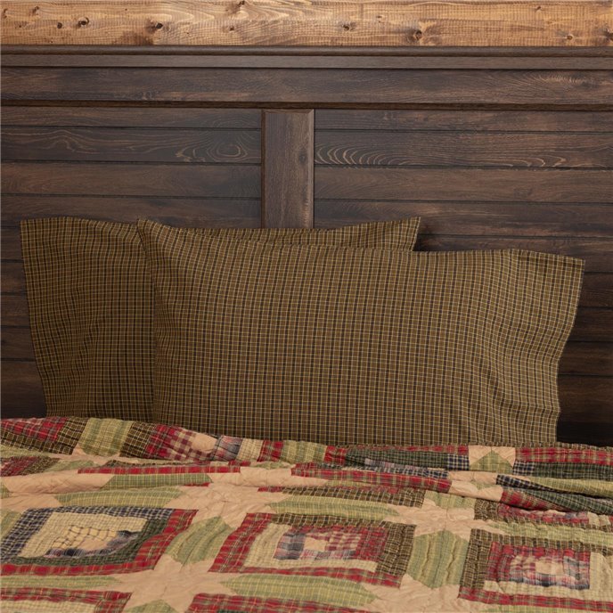 Tea Cabin Green Plaid Standard Pillow Case Set of 2 21x30 Thumbnail