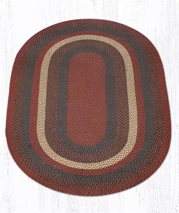 Burgundy/Gray Oval Braided Rug 5'x8' Thumbnail