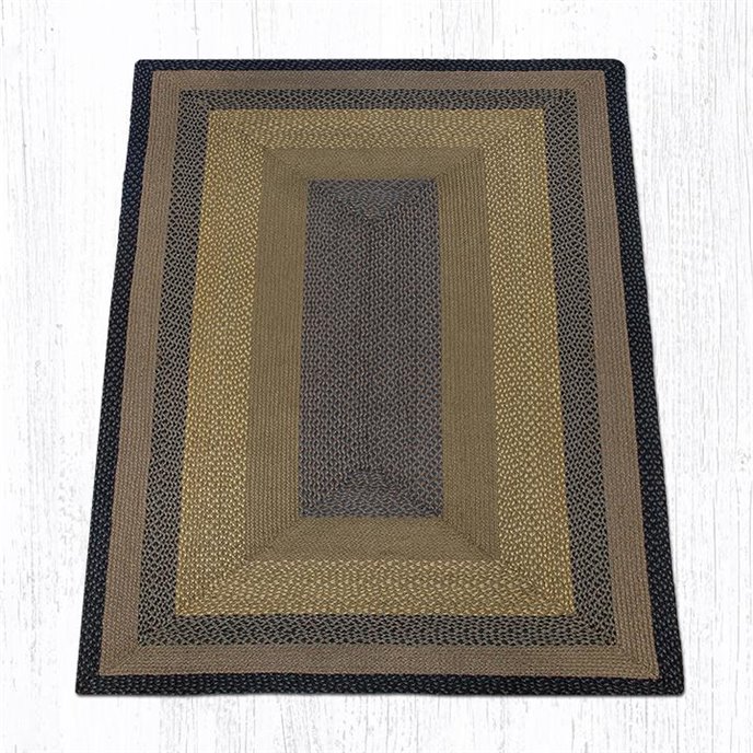 Brown/Black/Charcoal Rectangular Braided Rug 5'x8' Thumbnail