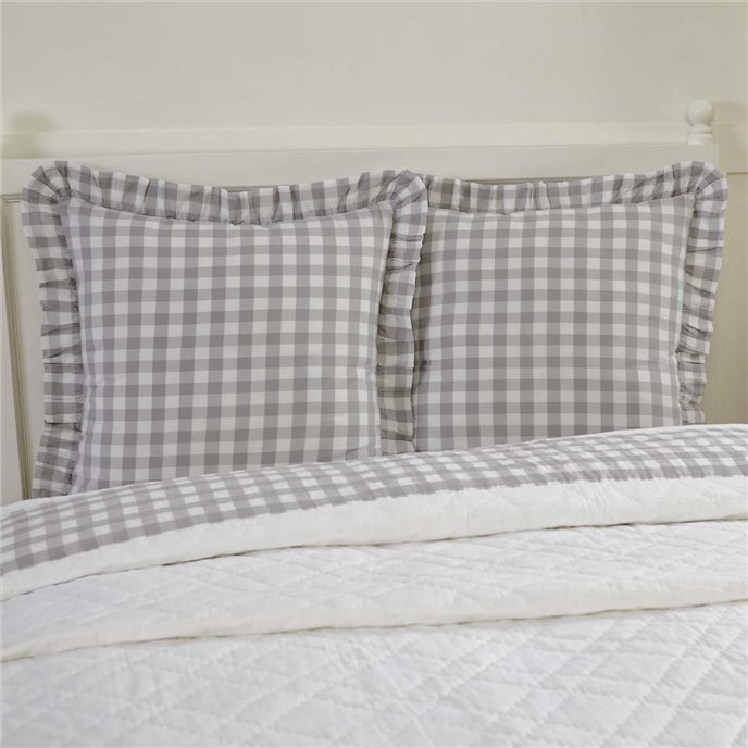 Annie Buffalo Grey Check Fabric Euro Sham 26x26 Thumbnail