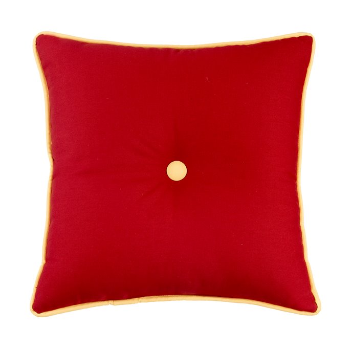 West Bay Solid Square Pillow -Red with Button Thumbnail