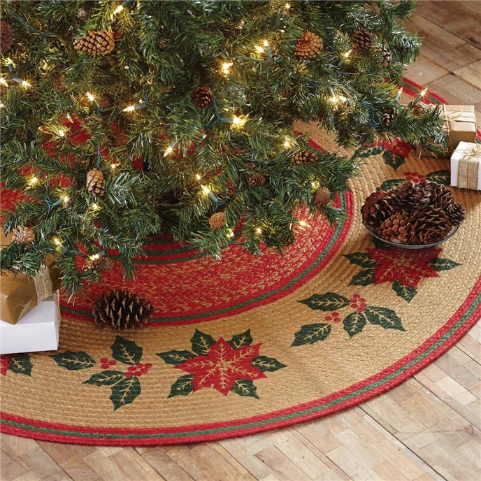 Poinsettia Jute Tree Skirt 50 Thumbnail