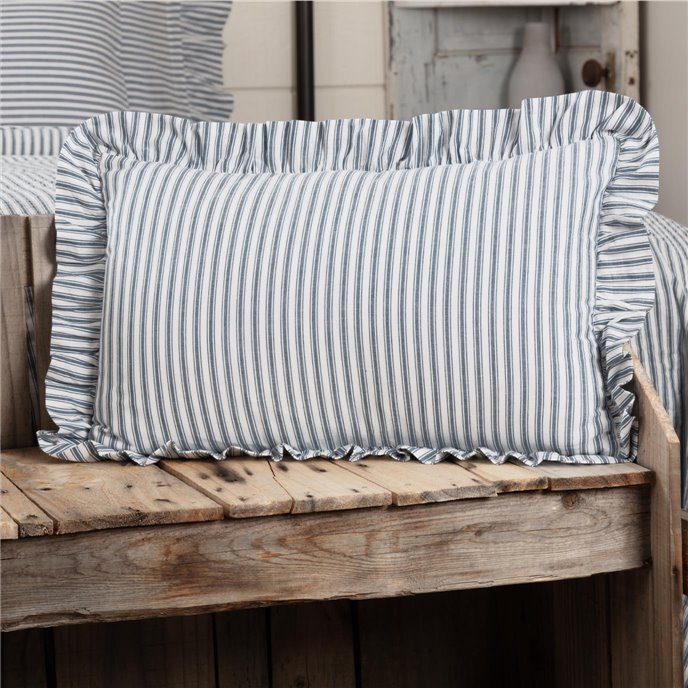 Sawyer Mill Blue Ticking Stripe Fabric Pillow 14x22 Thumbnail