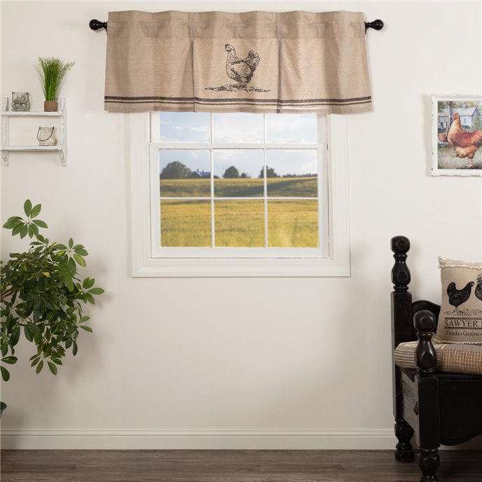 Sawyer Mill Charcoal Chicken Valance Pleated 20x60 Thumbnail