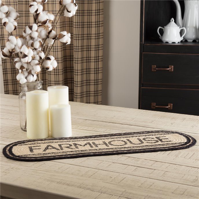 Sawyer Mill Charcoal Creme Farmhouse Jute Oval Runner 8x24 Thumbnail