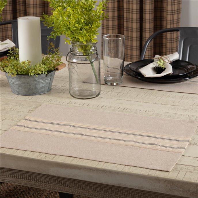 Sawyer Mill Charcoal Stripe Placemat Set of 6 12x18 Thumbnail