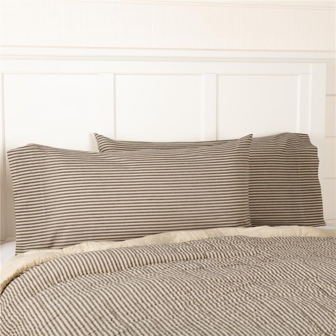 Sawyer Mill Charcoal Ticking Stripe King Pillow Case Set of 2 21x40 Thumbnail