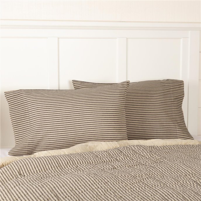 Sawyer Mill Charcoal Ticking Stripe Standard Pillow Case Set of 2 21x30 Thumbnail