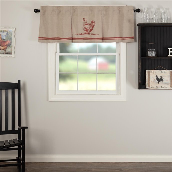 Sawyer Mill Red Chicken Valance Pleated 20x60 Thumbnail