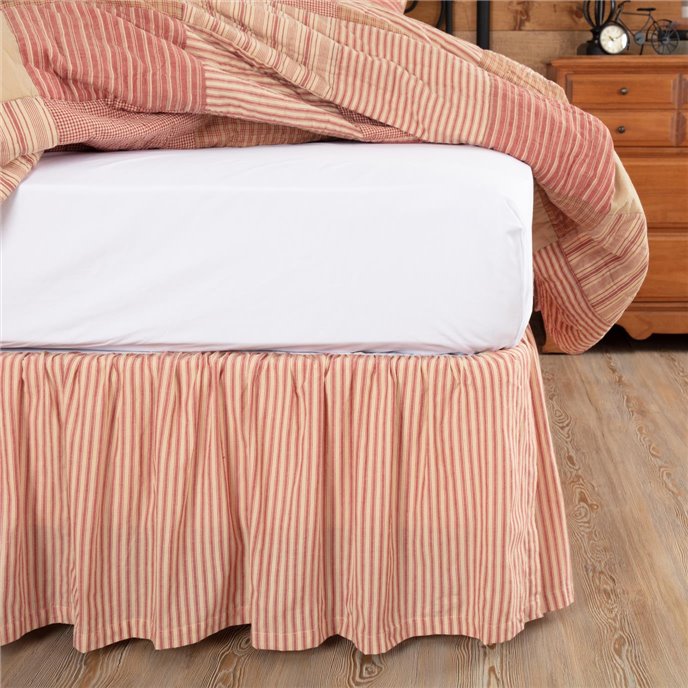 Sawyer Mill Red Ticking Stripe Twin Bed Skirt 39x76x16 Thumbnail