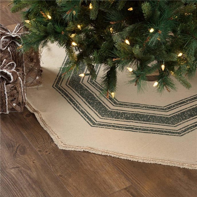 Vintage Burlap Stripe Green Tree Skirt 48 Thumbnail