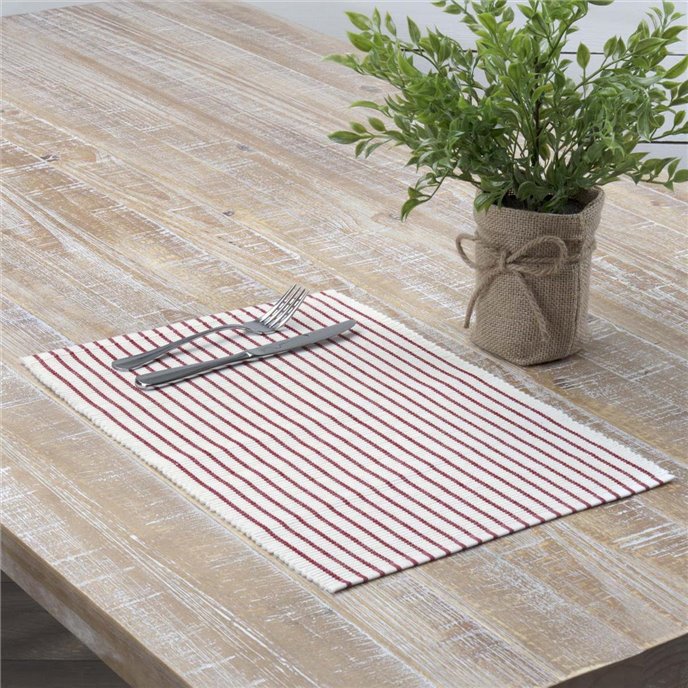 Audrey Red Ribbed Placemat Set of 6 12x18 Thumbnail