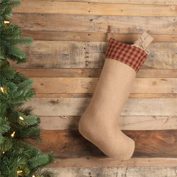 Burgundy Check Jute Stocking 12x20 Thumbnail