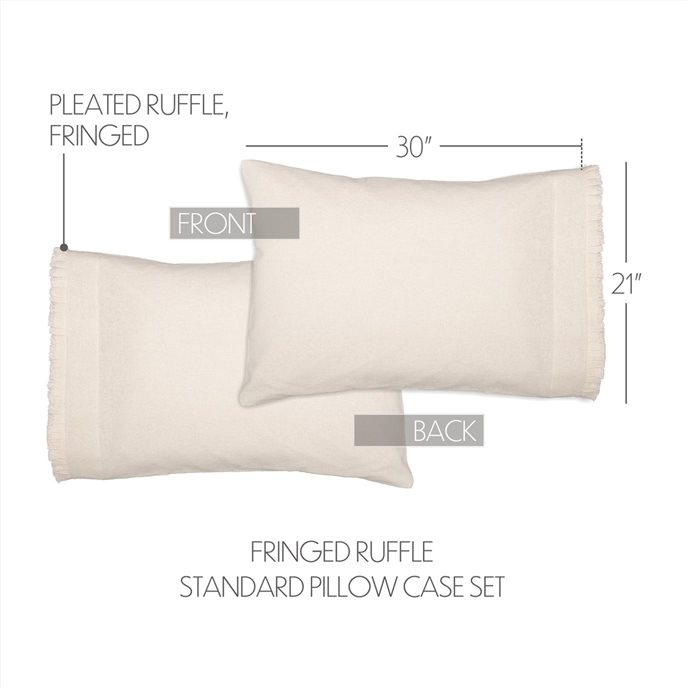 Burlap Antique White Standard Pillow Case w/ Fringed Ruffle Set of 2 21x30 by April & Olive ...