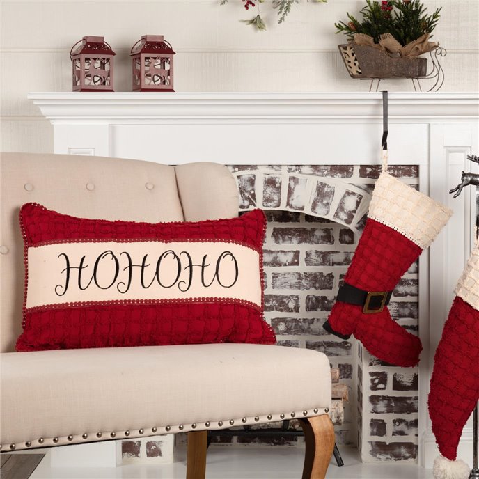 Kringle Chenille Ho Ho Ho Pillow 14x22 Thumbnail