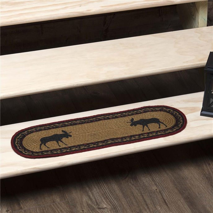 Cumberland Stenciled Moose Jute Stair Tread Oval Latex 8.5x27 Thumbnail