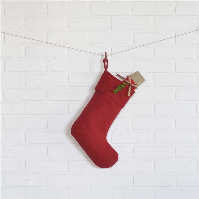 Festive Red Burlap Stocking 11x15 Thumbnail