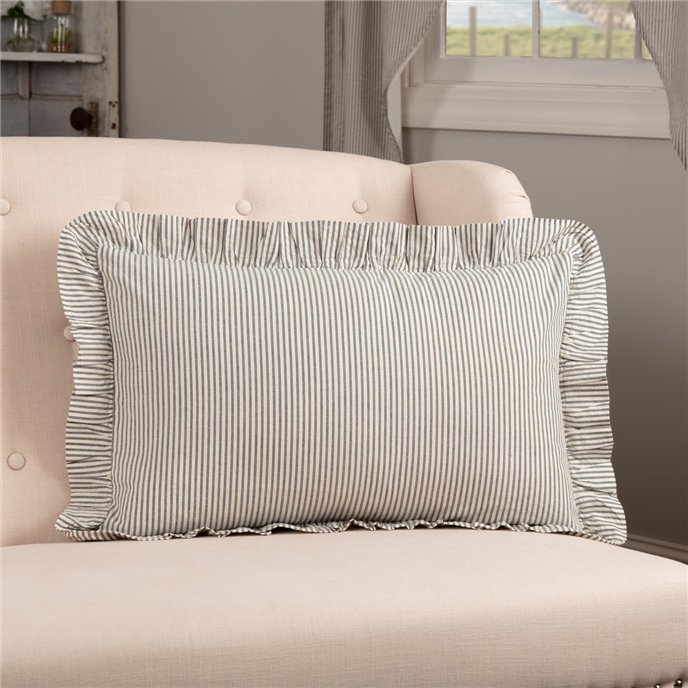 Hatteras Seersucker Blue Ticking Stripe Fabric Pillow 14x22 Thumbnail