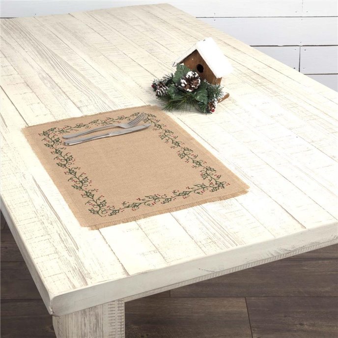 Jute Burlap Ivy Placemat Set of 6 12x18 Thumbnail