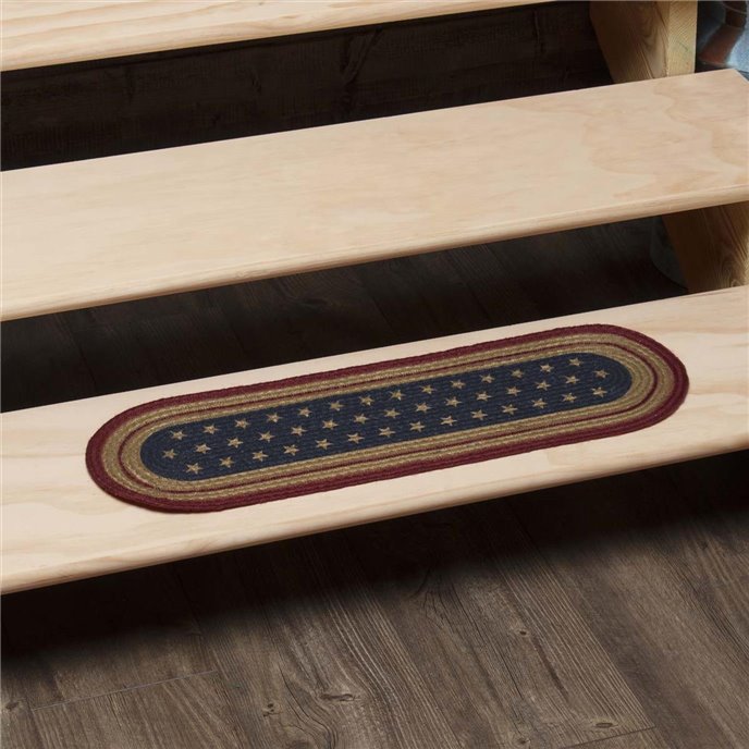 Liberty Stars Flag Jute Stair Tread Oval Latex 8.5x27 Thumbnail