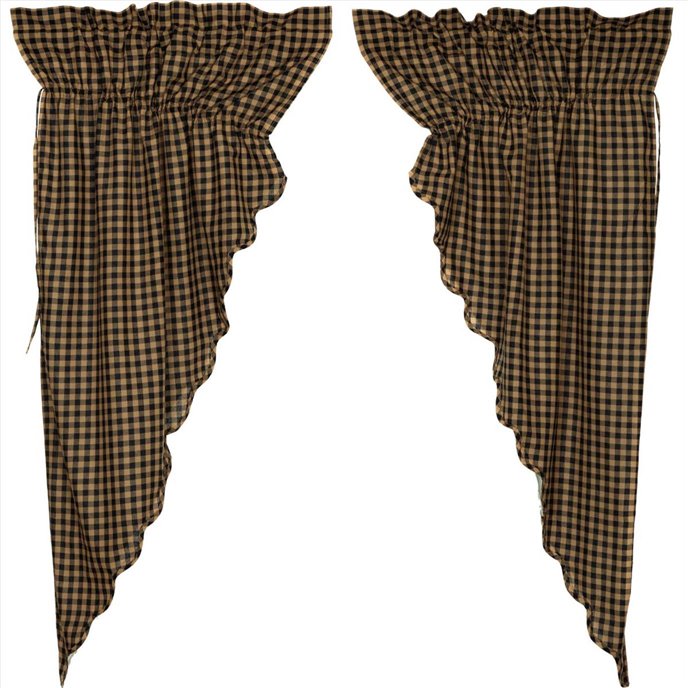 Black Check Scalloped Prairie Short Panel Set of 2 63x36x18 Thumbnail