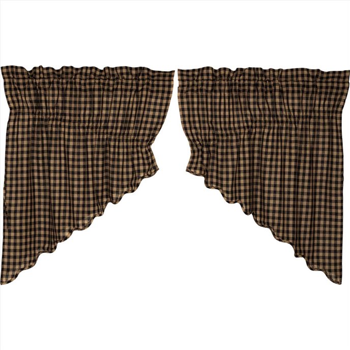 Black Check Scalloped Prairie Swag Set of 2 36x36x18 Thumbnail