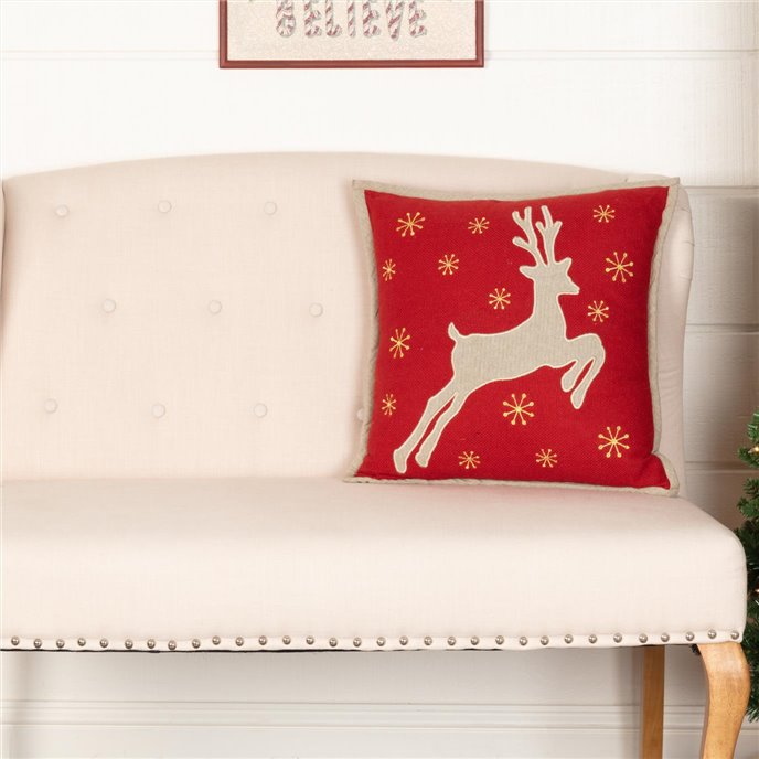 Burlap Santa Reindeer Pillow 18x18 Thumbnail