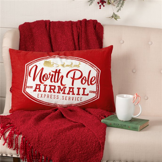 North Pole Airmail Pillow 14x22 Thumbnail