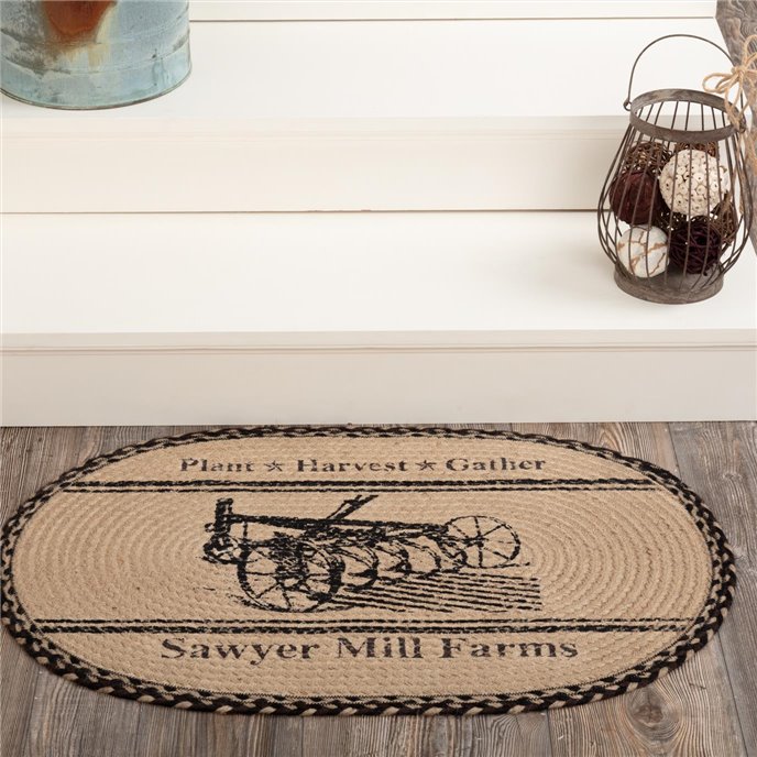 Sawyer Mill Charcoal Plow Jute Rug Oval 20x30 Thumbnail