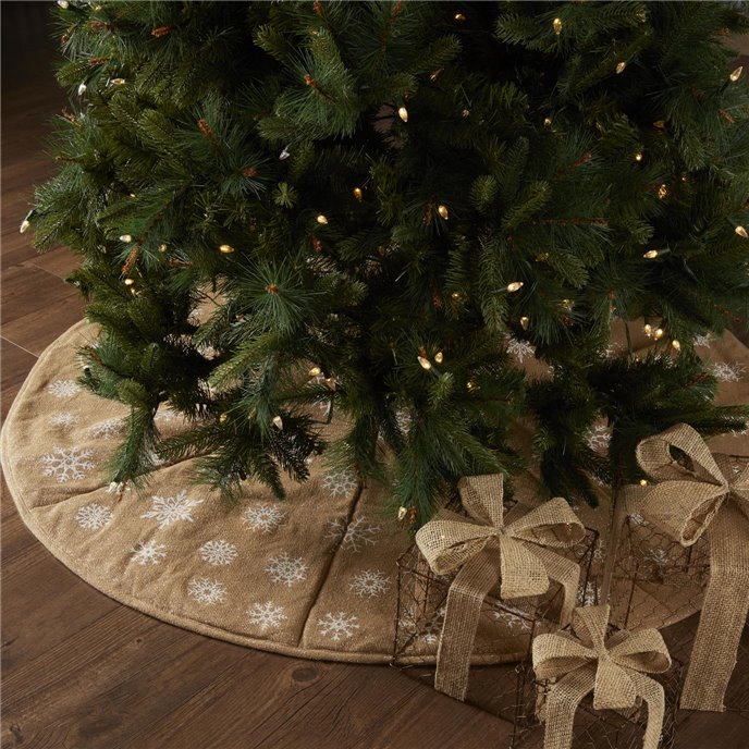 Snowflake Burlap Natural Tree Skirt 55 Thumbnail