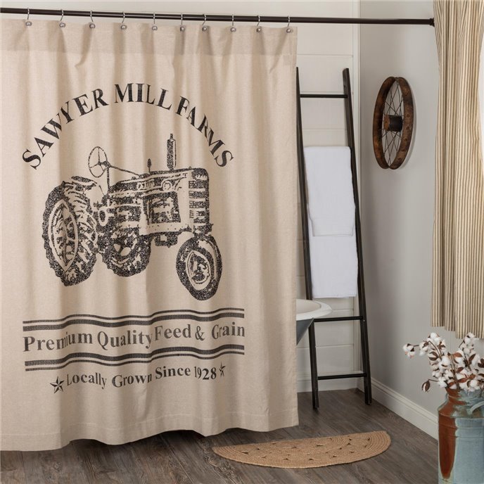 Sawyer Mill Charcoal Tractor Shower Curtain 72x72 Thumbnail