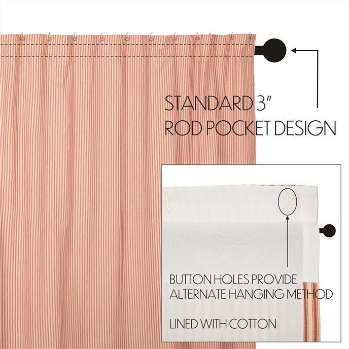 Sawyer Mill Red  Ticking Stripe  Shower  Curtain  72x72 by 