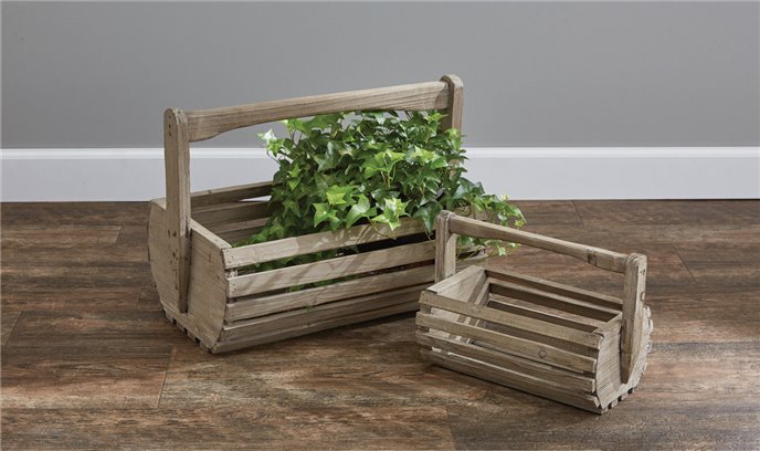 Rustic Wood Baskets Set of 2 Thumbnail